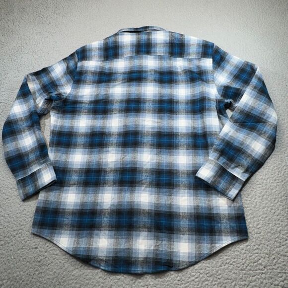 Pendleton Shirt Men Medium Blue Plaid Pocket Button Front Mason Work‎ Hike Gorp - Picture 3 of 13